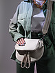 Светло-бежевая полукруглая сумочка кросс-боди из мягкой кожи с двумя ремешками  Folle