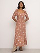 Терракотовое платье макси с цветочным принтом  EMKA