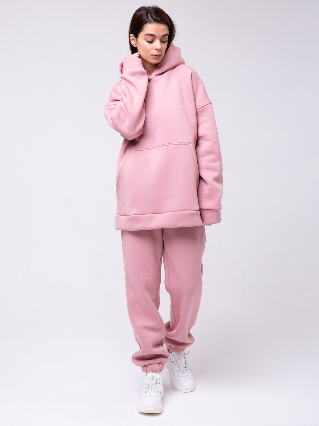 Розовый спортивный костюм oversize из футера – Россия, розового цвета, хлопок. Купить в интернет-магазине в Москве. Цена 4620 руб.