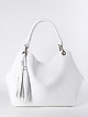Белая сумка-тоут среднего размера из мягкой кожи с декоративными кисточками  KELLEN
