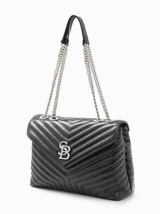Черная стеганая сумка кросс-боди с ремешком-цепью  Sara Burglar