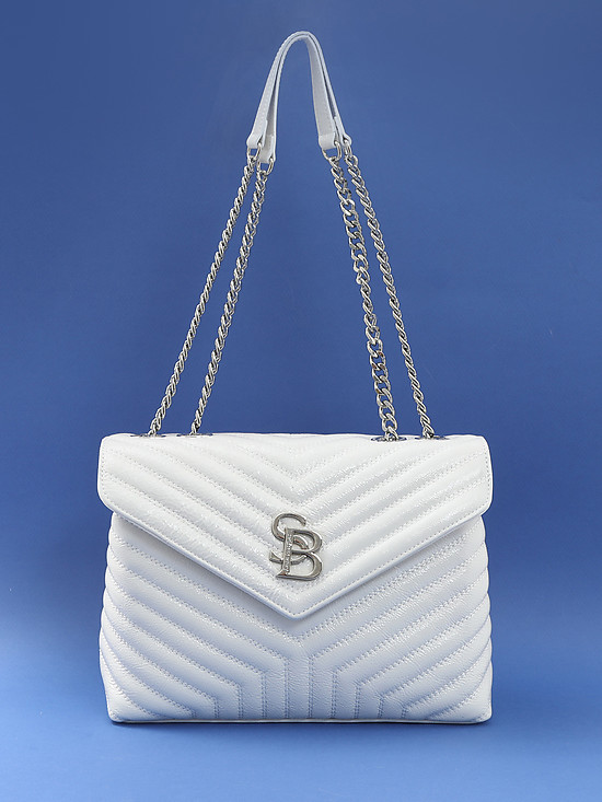 Белая стеганая сумка кросс-боди с ремешком-цепью  Sara Burglar