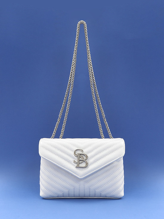 Белая небольшая стеганая сумка кросс-боди с ремешком-цепью  Sara Burglar