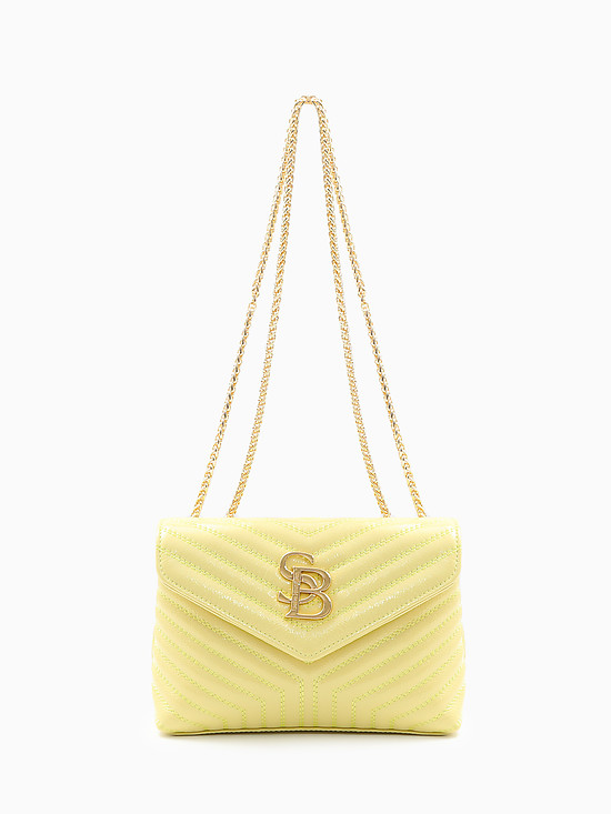 Желтая небольшая стеганая сумка кросс-боди с ремешком-цепью  Sara Burglar