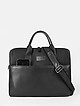 Черная кожаная деловая сумка с плетеным декором  Bond
