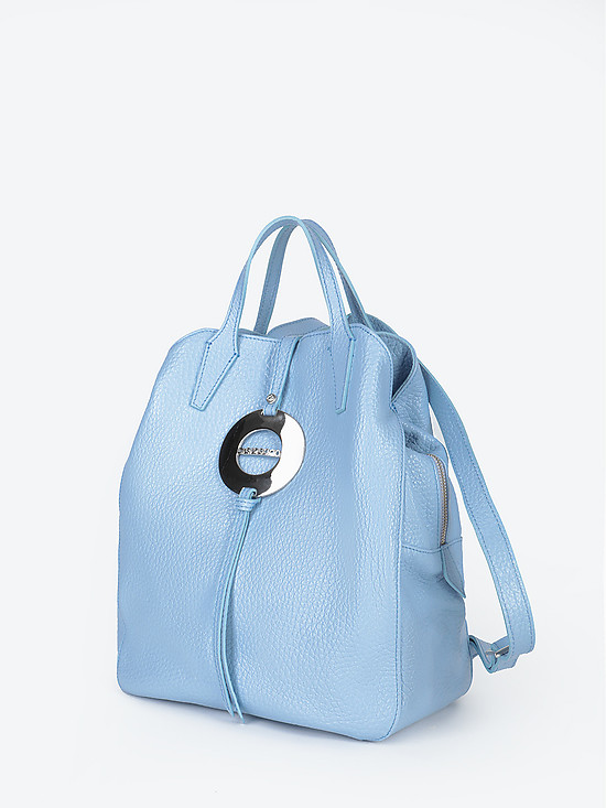 Мягкий рюкзак из светло-голубой кожи  Di Gregorio