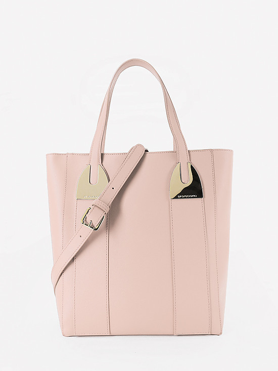 Пастельно-розовая сумка-тоут из кожи под ската  Di Gregorio