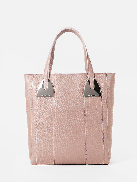 Пудрово-розовая сумка-тоут из крупнозернистой кожи  Di Gregorio