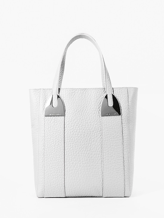 Белая сумка-тоут из крупнозернистой кожи  Di Gregorio