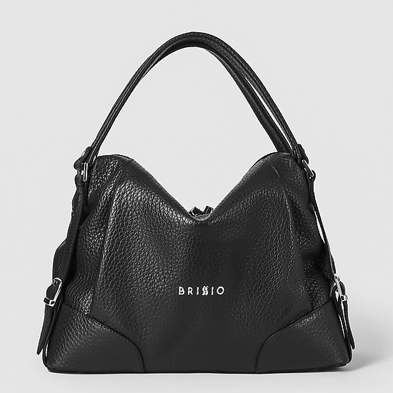 Мягкая базовая сумка-тоут из черной кожи  Brissio