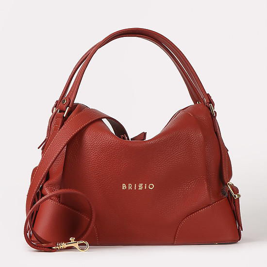 Мягкая базовая сумка-тоут из черепично-рыжей кожи  Brissio