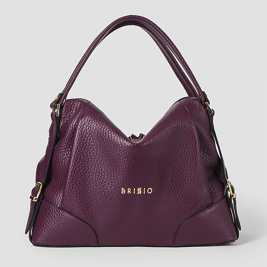 Мягкая базовая сумка-тоут из фиолетовой кожи  Brissio