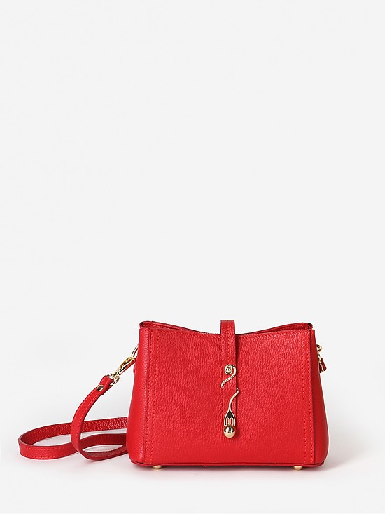 Красная сумочка кросс-боди из мягкой кожи с декоративной пряжкой  Folle