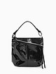 Лаковая черная сумка-хобо из натуральной кожи с дополнительным отстегивающимся ремешком  KELLEN