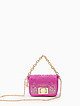 Мини-сумка кросс-боди цвета фуксии из текстиля со стразами  Alex Max