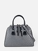 Комбинированная серая сумка-тоут из кожи под страуса и крокодила с черными ручками  KELLEN