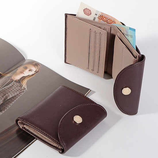 Темно-коричневый кожаный бумажник-конвертик  Alessandro Beato