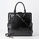 Черная сумка-тоут из мягкой кожи с замком в винтажном стиле  ERMANNO Ermanno Scervino