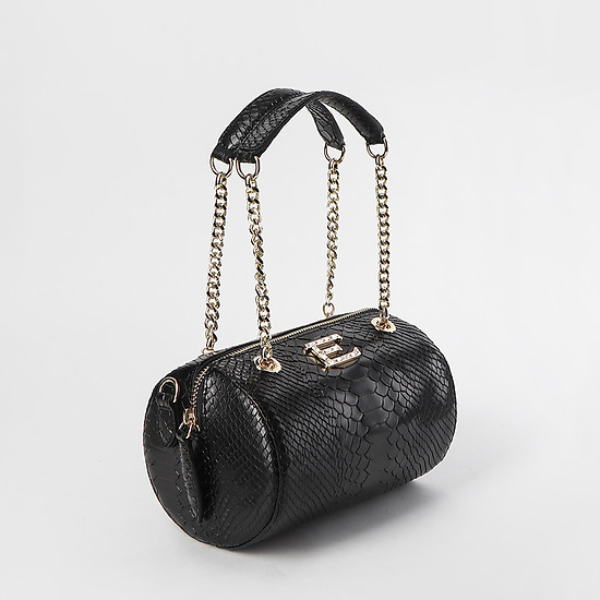 Мини сумочка из черной кожи под питона в стиле спорт шик  ERMANNO Ermanno Scervino