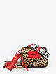 Маленькая сумочка из экокожи с леопардовым принтом, красными вставками и текстильным ремешком  ERMANNO Ermanno Scervino