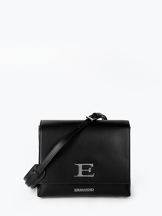 Небольшая сумка через плечо из гладкой черной кожи  ERMANNO Ermanno Scervino