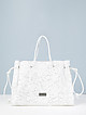 Текстильная кружевная сумка белого цвета с ручками на плечо  ERMANNO Ermanno Scervino