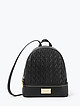 Черный рюкзак из плотной экокожи с плетеным тиснением  ERMANNO Ermanno Scervino