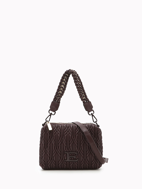 Темо-коричневая сумка кросс-боди из премиальной стеганой экокожи  ERMANNO Ermanno Scervino