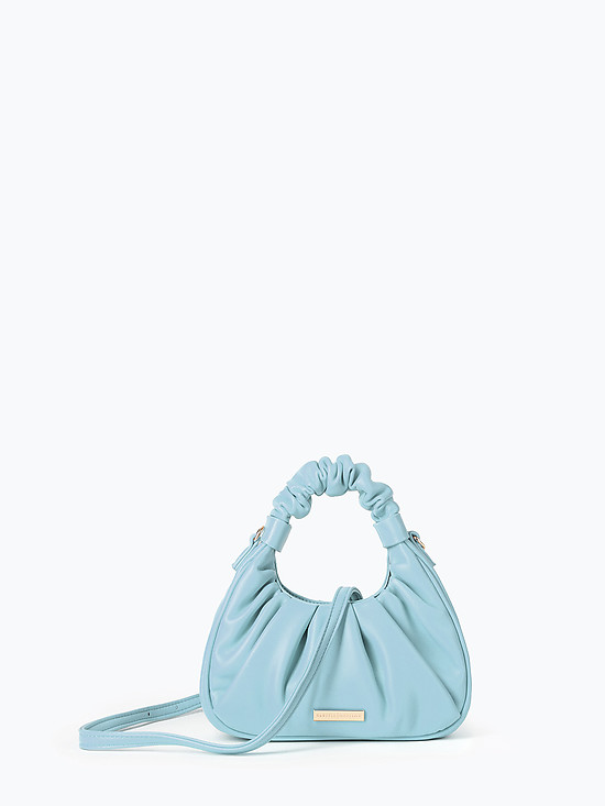 Маленькая голубая сумка-багет из мягкой экокожи со складками  Alex Max
