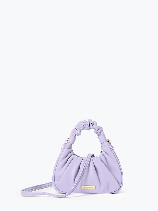 Маленькая пастельно-фиолетовая сумка-багет из мягкой экокожи со складками  Alex Max