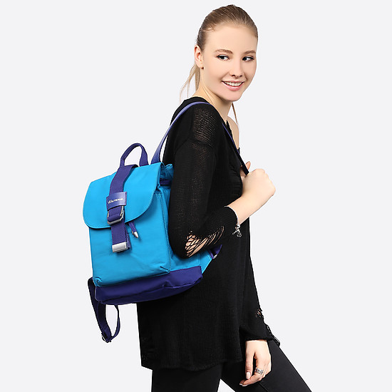 Яркий голубой рюкзак из износоустойчивого текстиля с контрастными синими деталями  WolfRealm