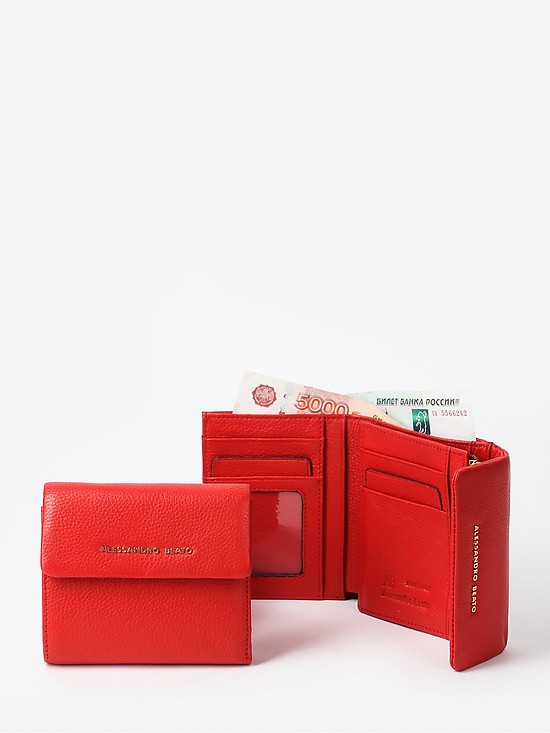 Маленький красный кошелек из натуральной кожи  Alessandro Beato