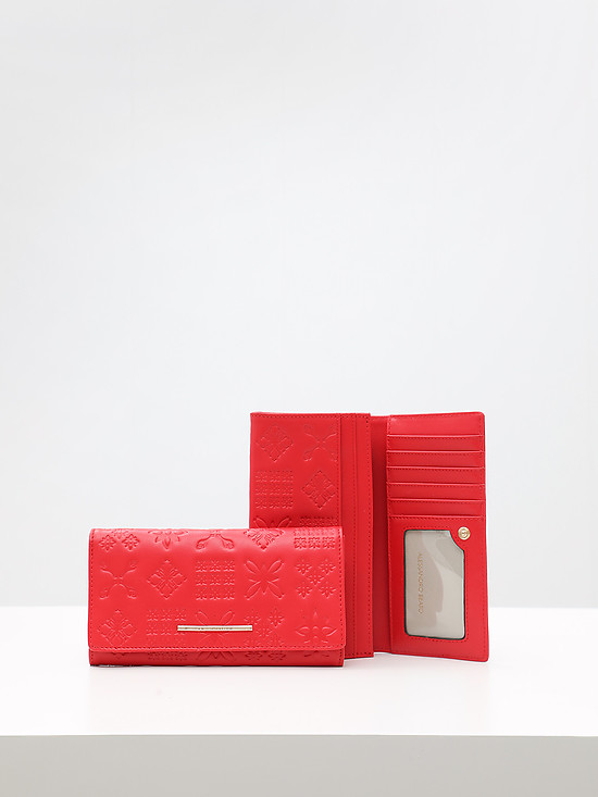 Красный бумажник на кнопке из кожи с узорным тиснением  Alessandro Beato