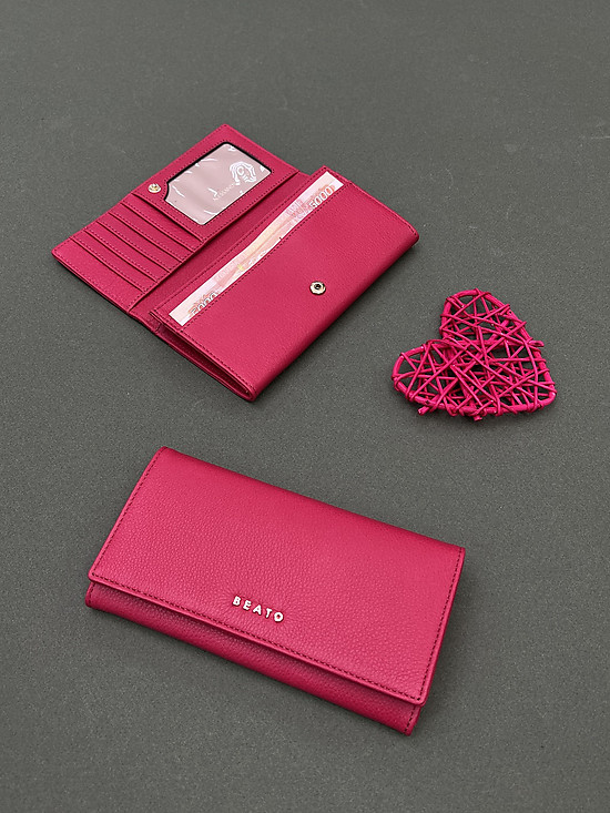 Розовый бумажник из зернистой кожи на кнопке  Alessandro Beato
