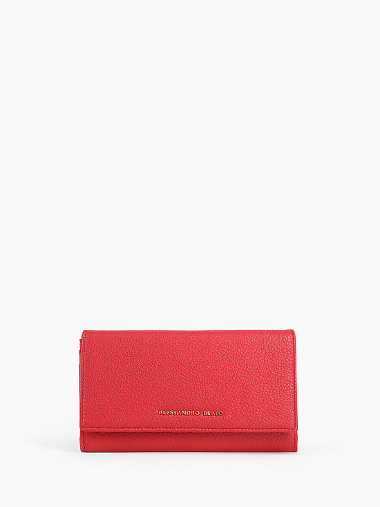 Красный кожаный бумажник на кнопке  Alessandro Beato