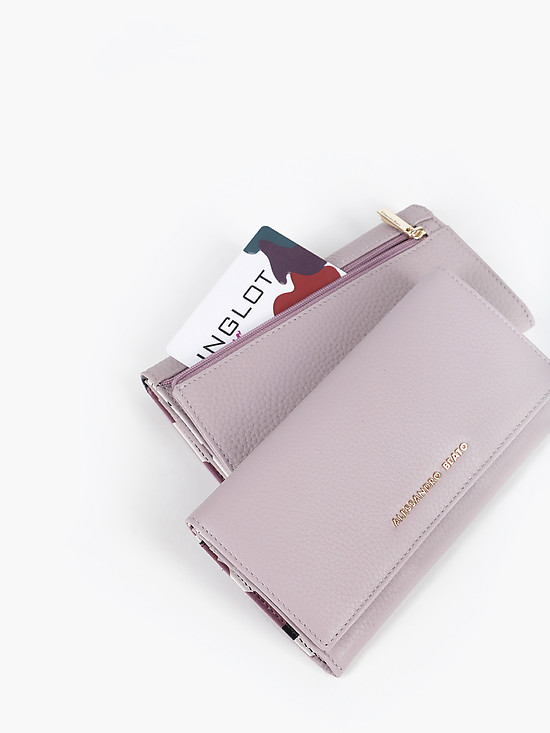 Пастельно-лавандовый кожаный бумажник с контрастным интерьером  Alessandro Beato