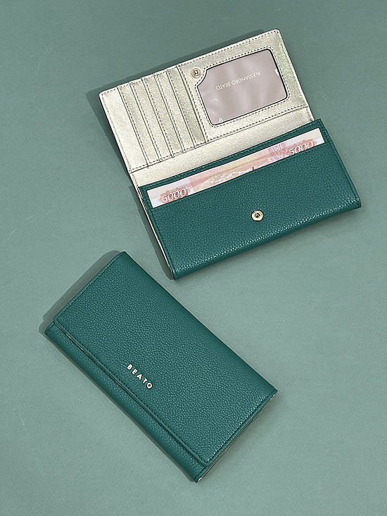 Зеленый бумажник из зернистой кожи на кнопке  Alessandro Beato