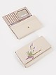 Пастельно-бежевый кожаный бумажник с принтом лаванды на кнопке  Alessandro Beato