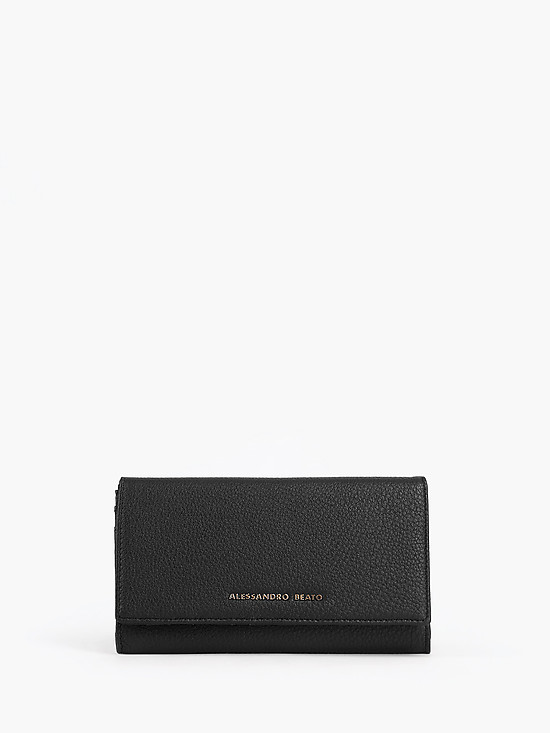 Черный кожаный бумажник на кнопке  Alessandro Beato