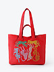 Красная сумка-тоут в трансформирующемся силуэте из мягкой кожи с принтом леопардов  Folle