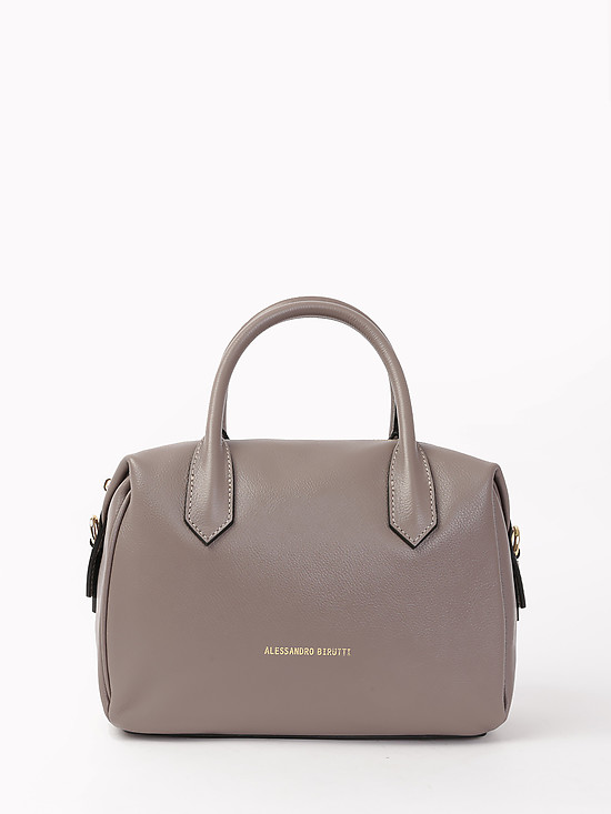 Компактная сумка из зернистой кожи серого цвета  Alessandro Birutti