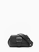 Небольшая черная сумка-багет из мягкой кожи с пряжкой и широким ремешком  Folle
