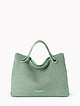 Мягкая сумка-тоут из натуральной кожи и соломки рафии мятно-зеленого оттенка  KELLEN