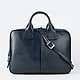 Мужская сумка-портфель из синей зернистой кожи  Bond