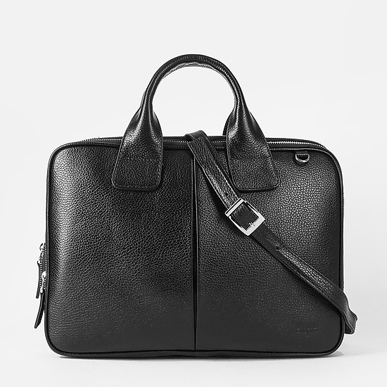 Мужская сумка-портфель из черной зернистой кожи  Bond