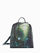 Рюкзак с отстегивающимися лямками из плотной темно-зеленой лаковой и сафьяновой кожи с принтом  KELLEN