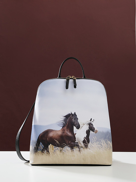 Рюкзак с отстегивающимися лямками из плотной кожи с пейзажным принтом  KELLEN