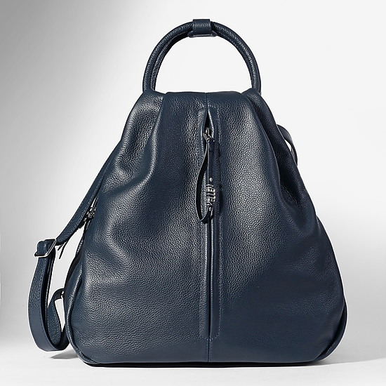 Вместительный рюкзак синего цвета среднего размера из натуральной кожи  KELLEN