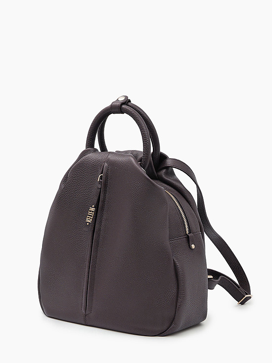 Фиолетовая кожаная сумка-рюкзак в силуэте капли из мягкой натуральной кожи  KELLEN