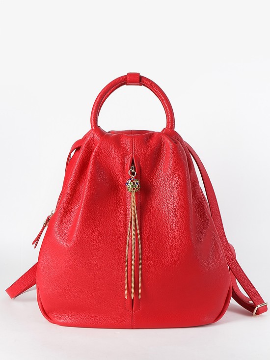 Красный кожаный рюкзак-капля  KELLEN